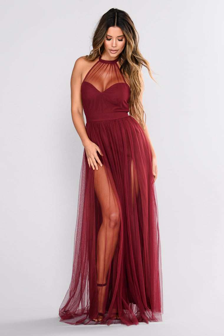 red velvet long sleeve maxi dress