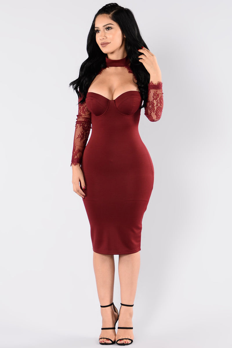 The Case Of Lace Dress Burgundy Fashion Nova Dresses Fashion Nova 6584