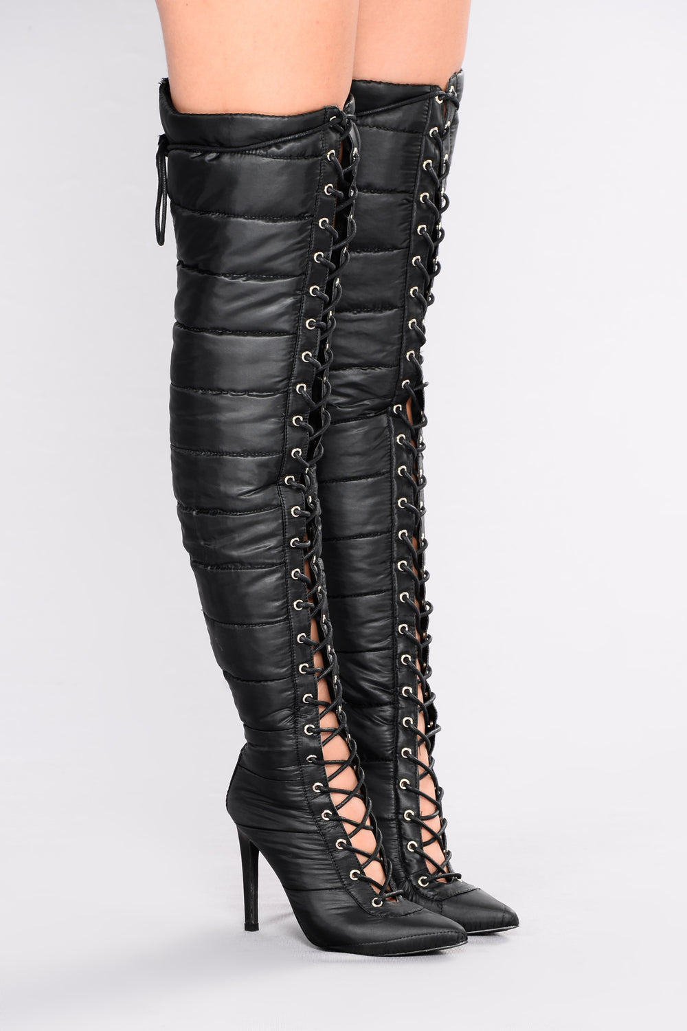 Puff Puff Lace Up Boot - Black