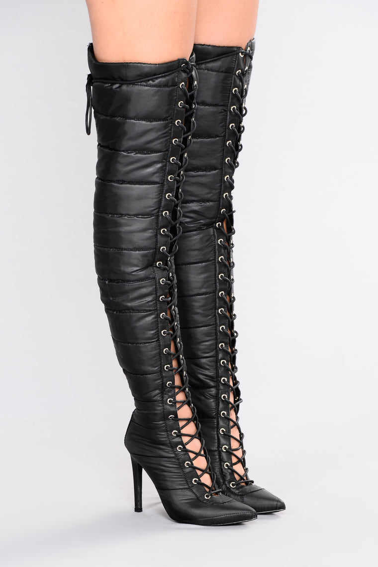 Puff Puff Lace Up Boot - Black, Shoes | Fashion Nova