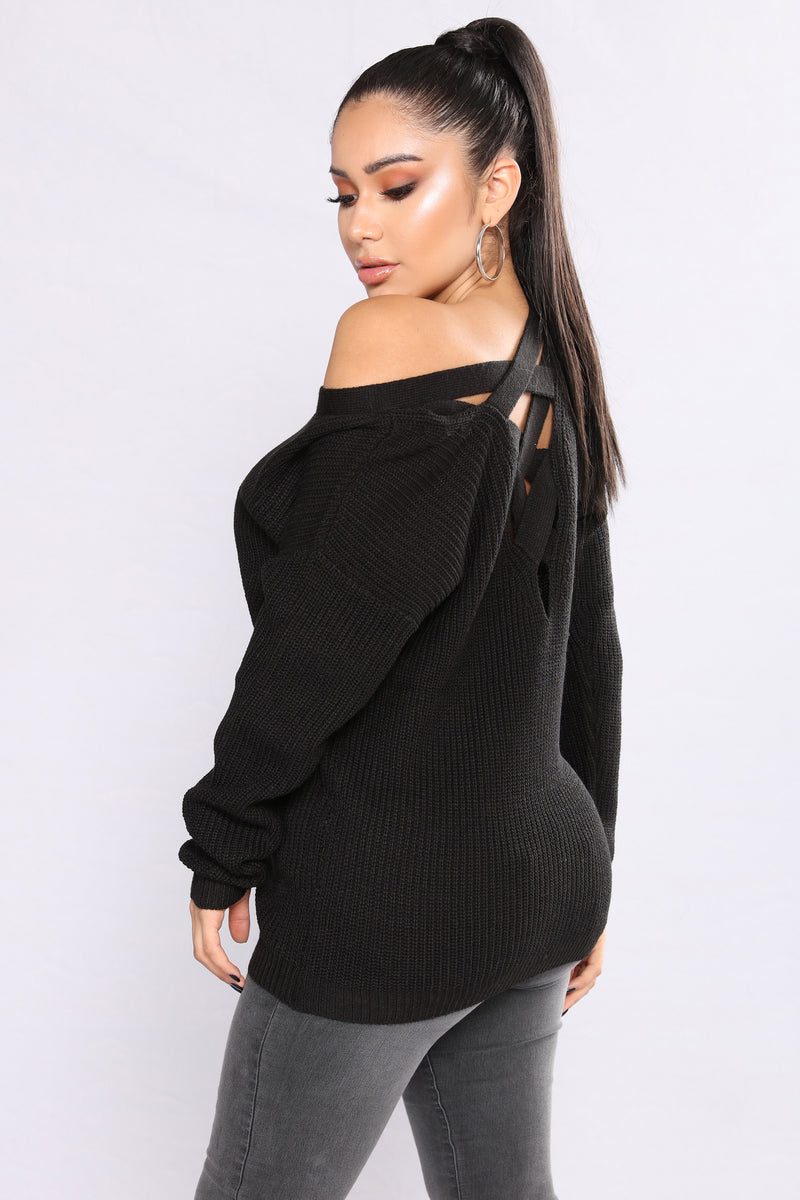 Arya Cross Back Sweater - Black | Fashion Nova, Sweaters | Fashion Nova