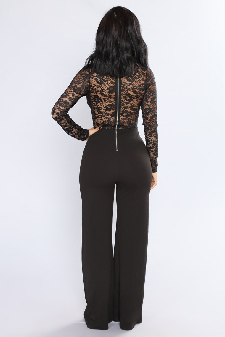 black lace romper pants