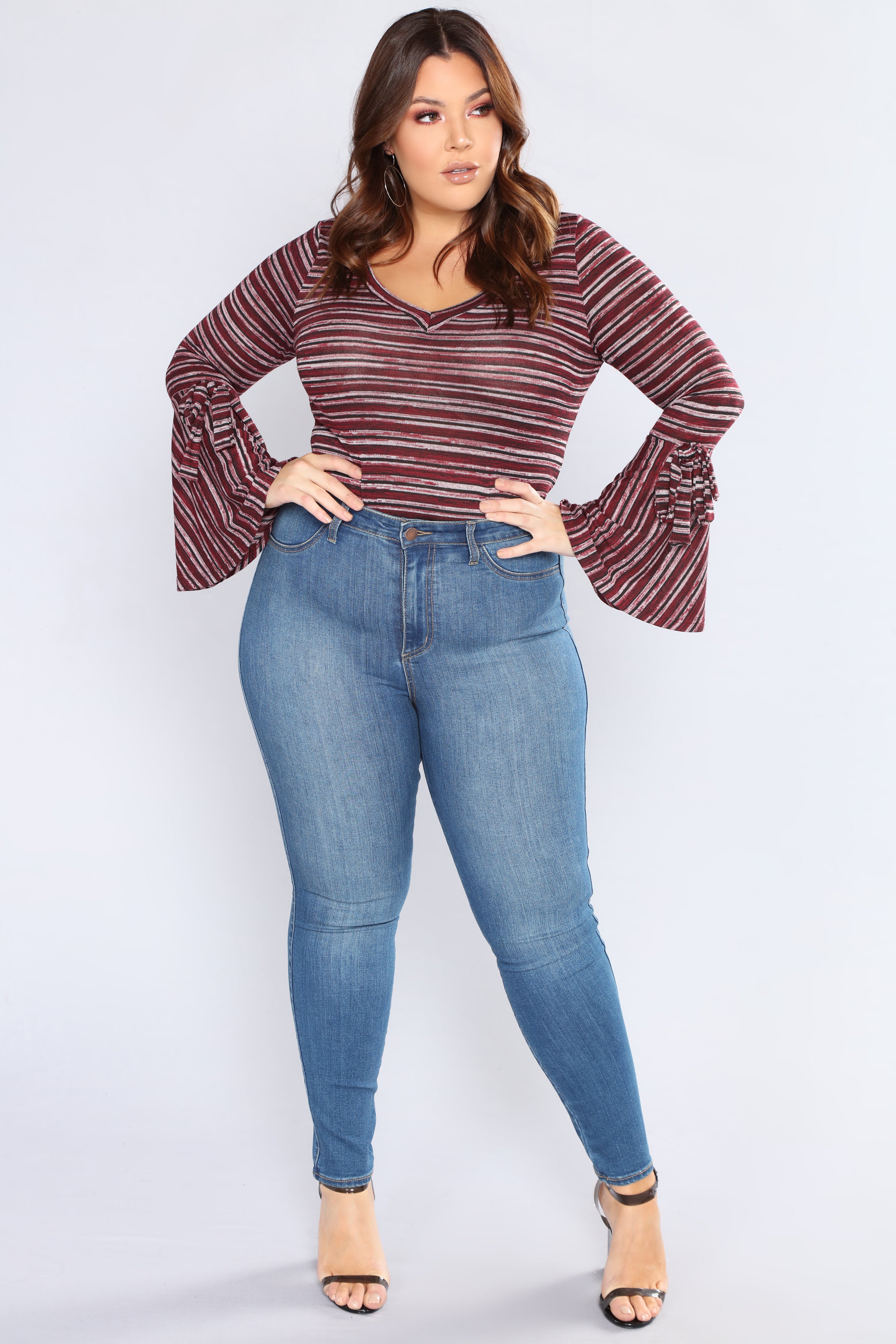 Elaine Bell Sleeves Top - Burgundy Combo – Fashion Nova