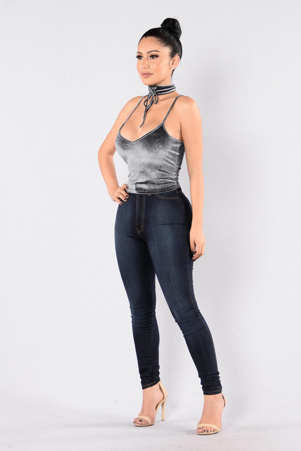 Southside Art Midnight Crop Top - Gunmetal