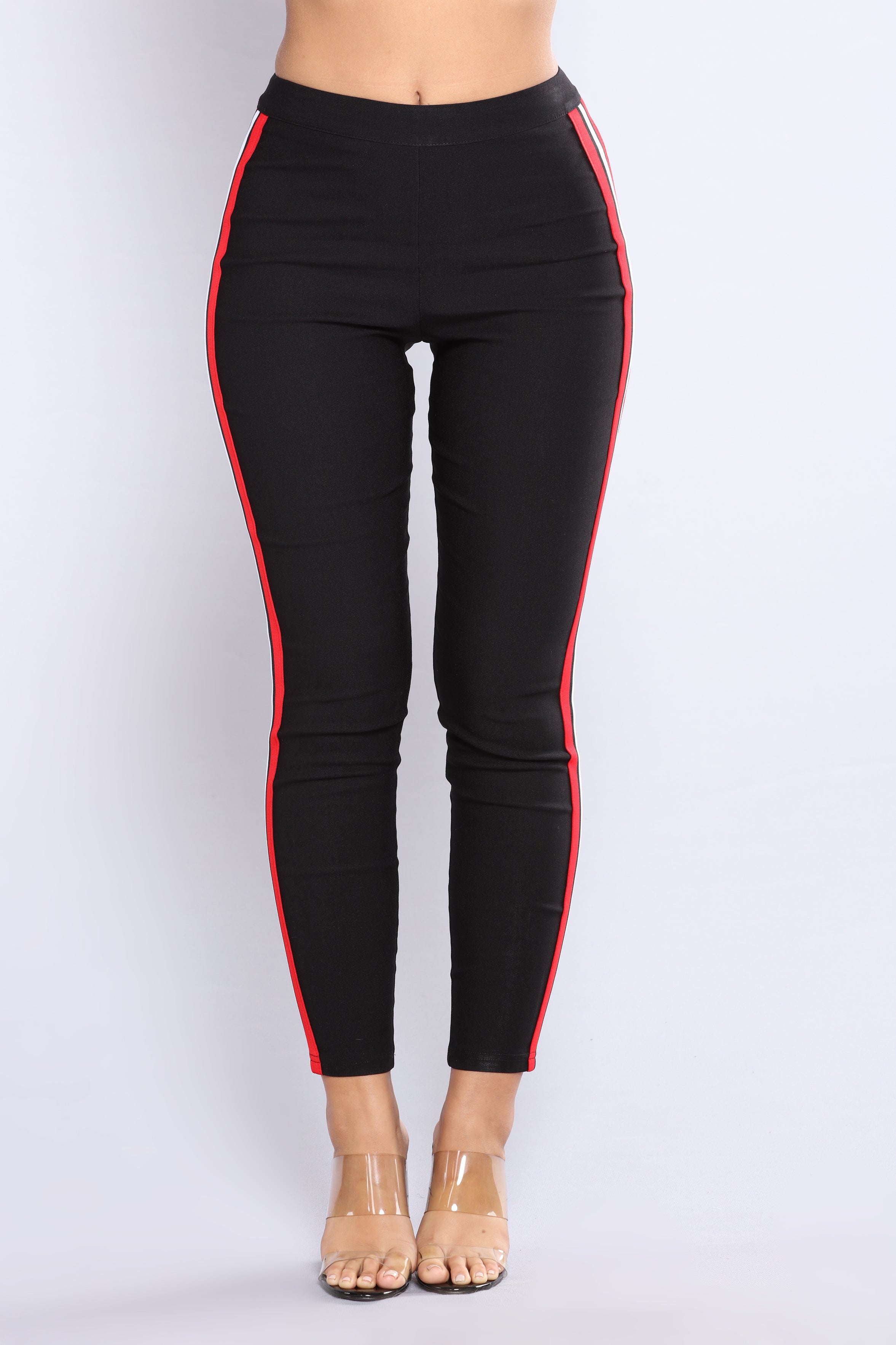 black with red stripe pants