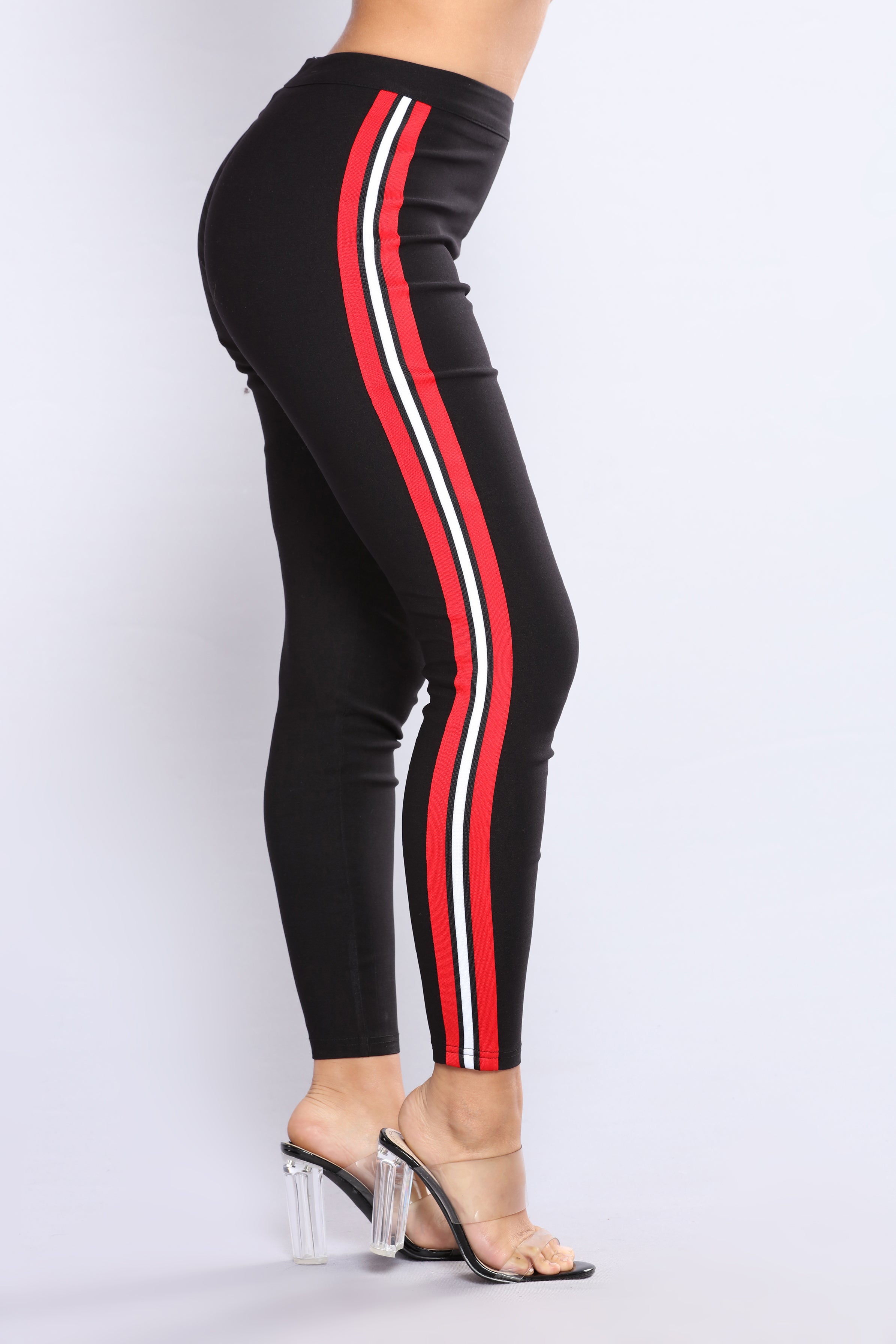 pants with red and white stripe