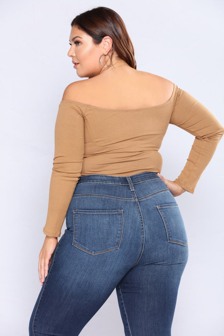 Fool In Love Off Shoulder Bodysuit - Mustard - Bodysuits - Fashion Nova