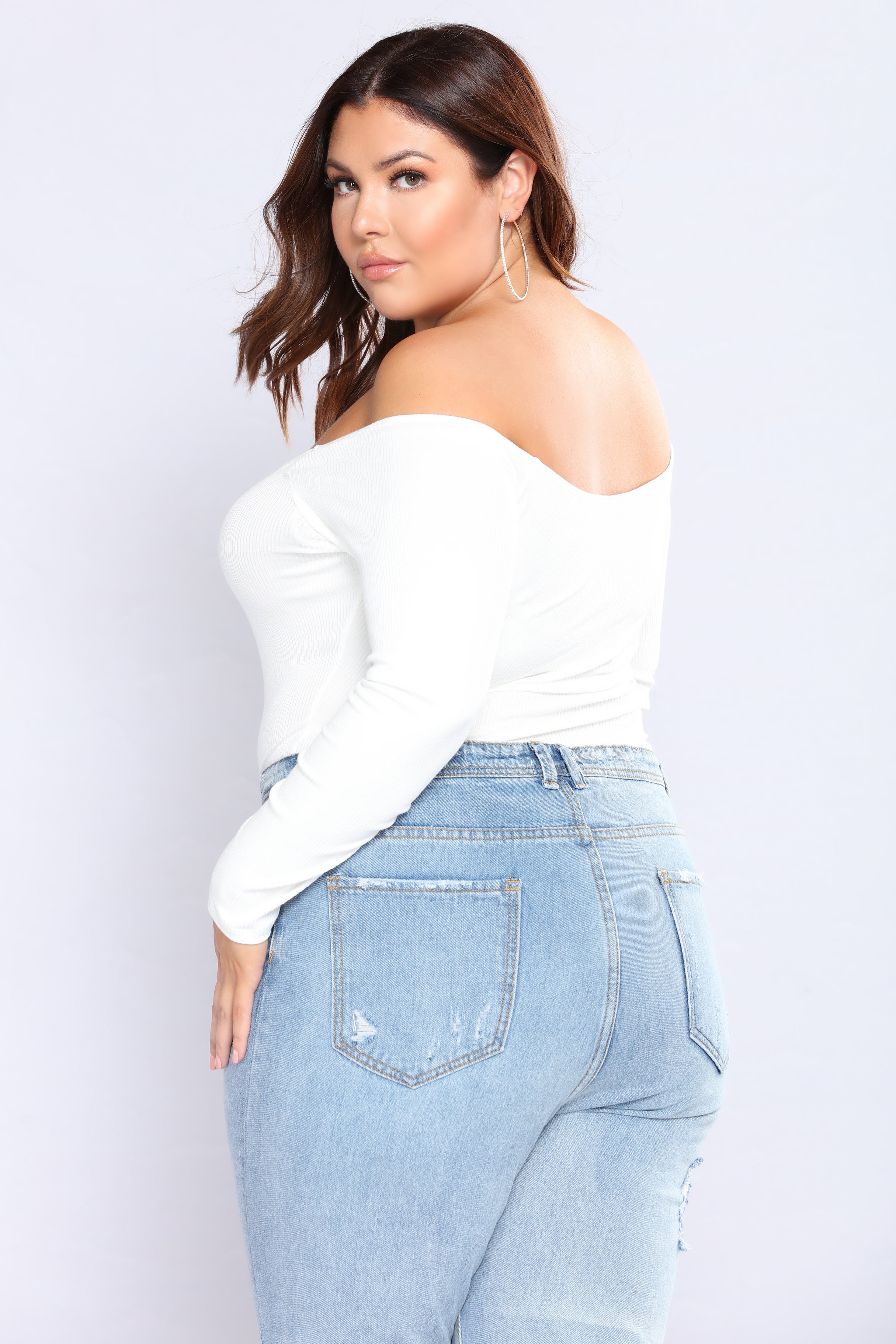 Fool In Love Off Shoulder Bodysuit - Ivory – Fashion Nova