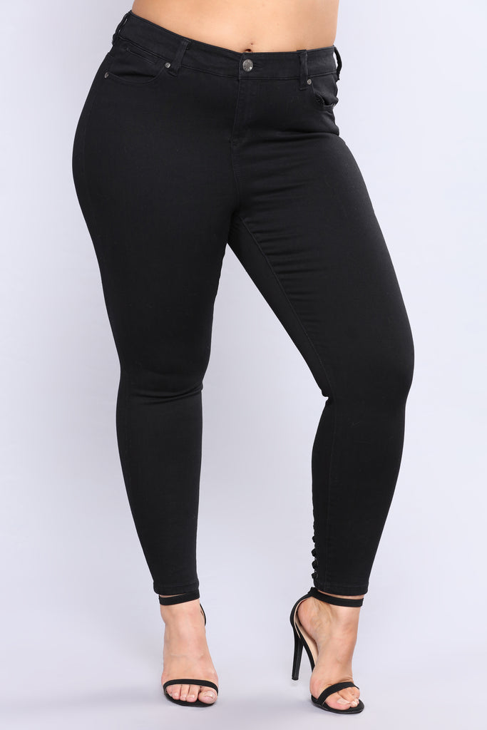 You Know What Lace Up Jeans - Black