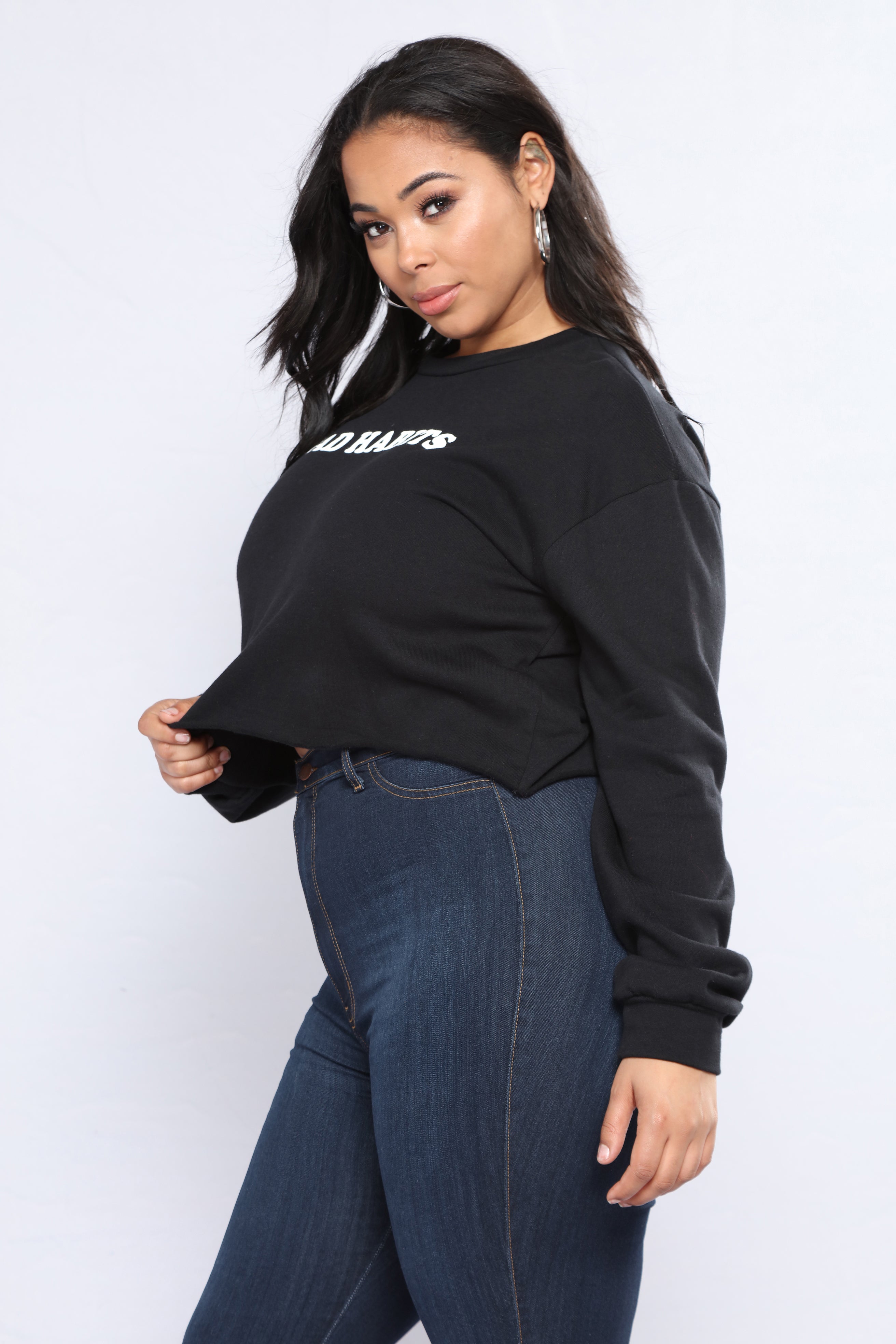 Bad Habits Sweatshirt - Black – Fashion Nova