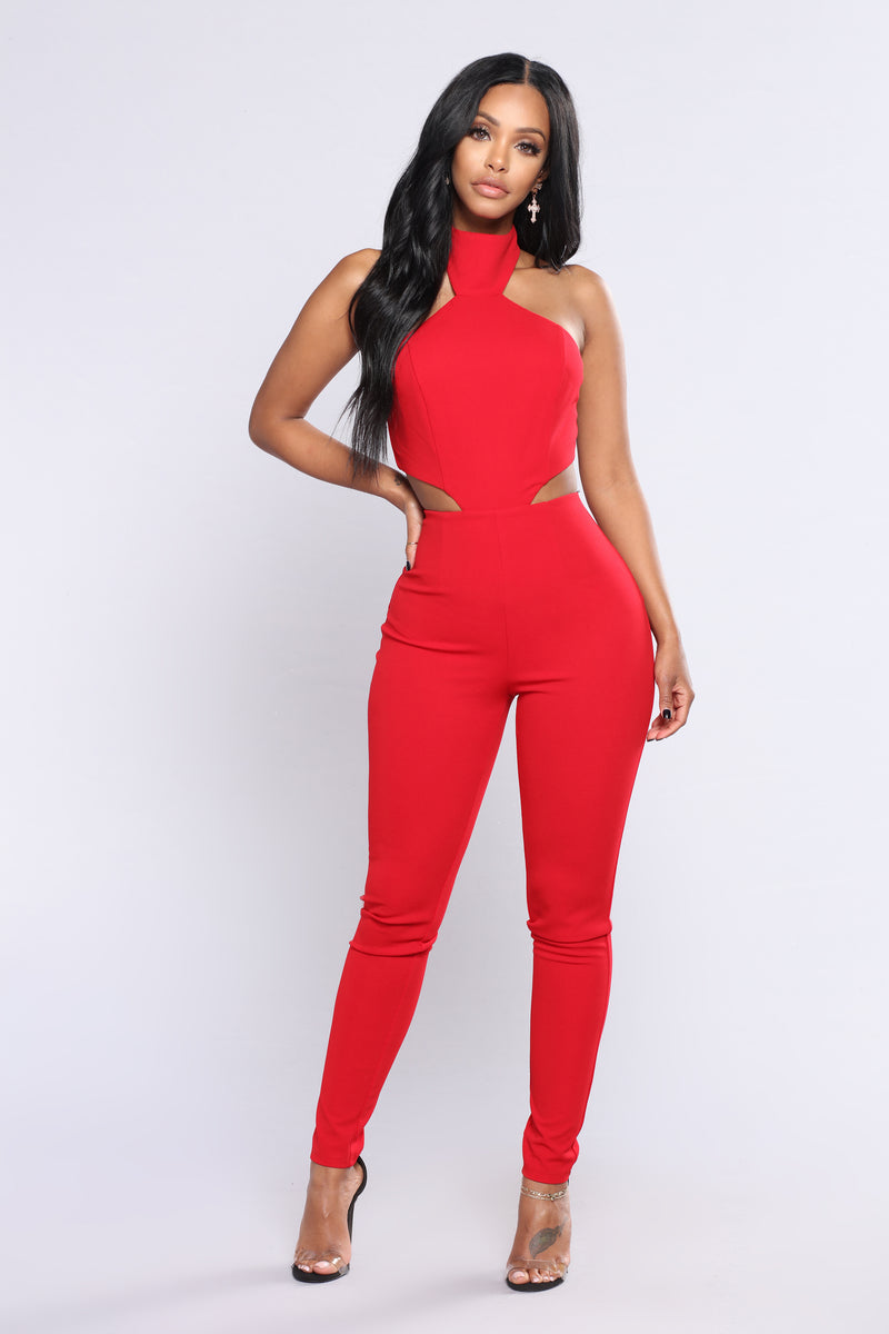 Cut To The Chase Jumpsuit - Red, Jumpsuits | Fashion Nova