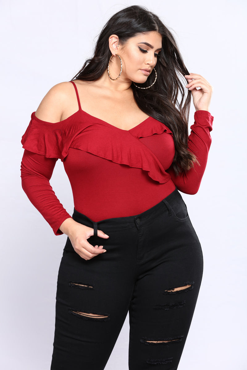 Hello Honey Ruffle Bodysuit - Burgundy | Fashion Nova, Bodysuits ...