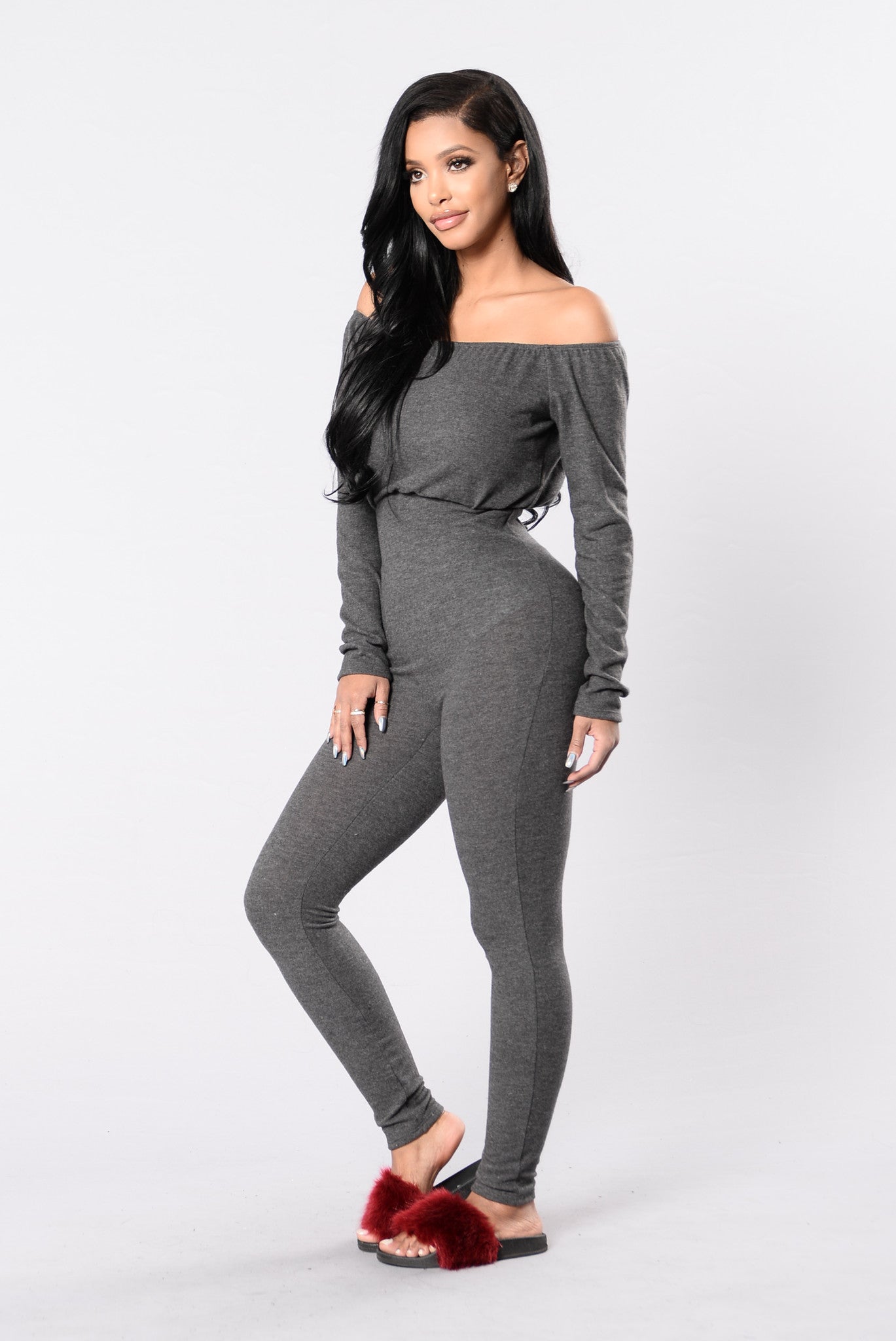 fashion nova off the shoulder jumpsuit