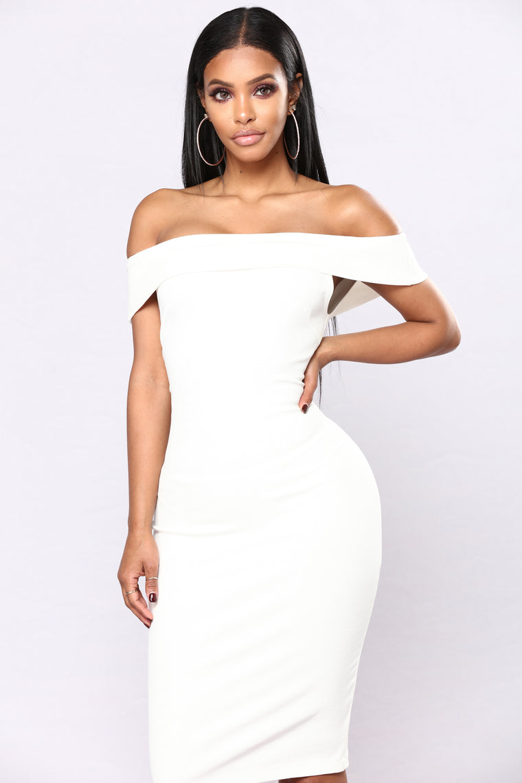 white off the shoulder casual dress