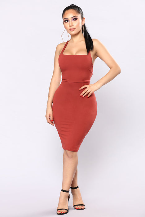 Colette Lace Up Dress Marsala Dresses Fashion Nova