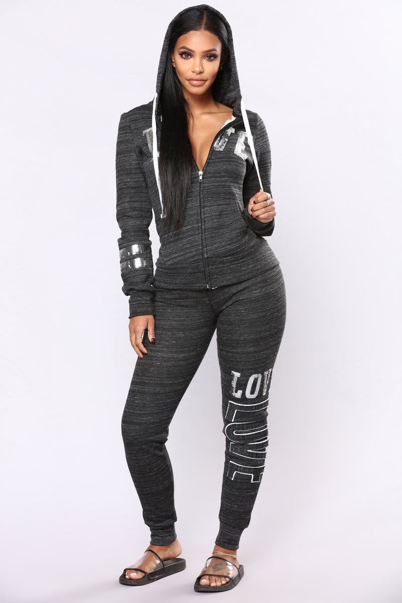 Be My Lover Lounge Hoodie - Marled Black | Fashion Nova, Knit Tops ...