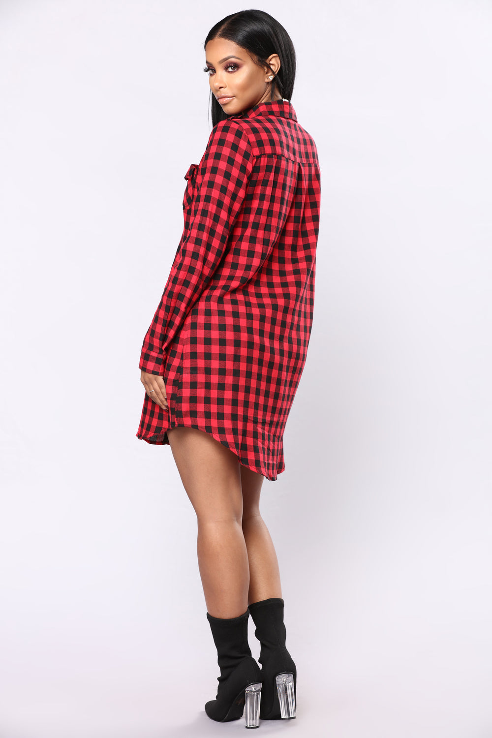 Small Town Visit Gingham Tunic - Red/Black