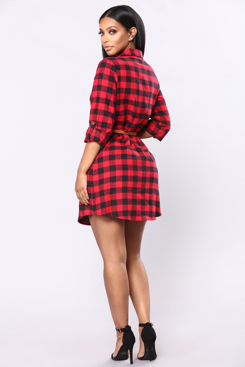 Small Town Visit Gingham Tunic - Red/Black