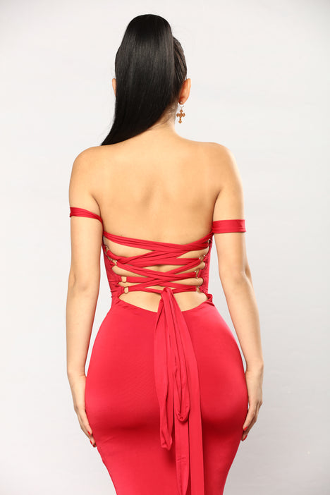 Framed Lace Up Dress Red Dresses Fashion Nova