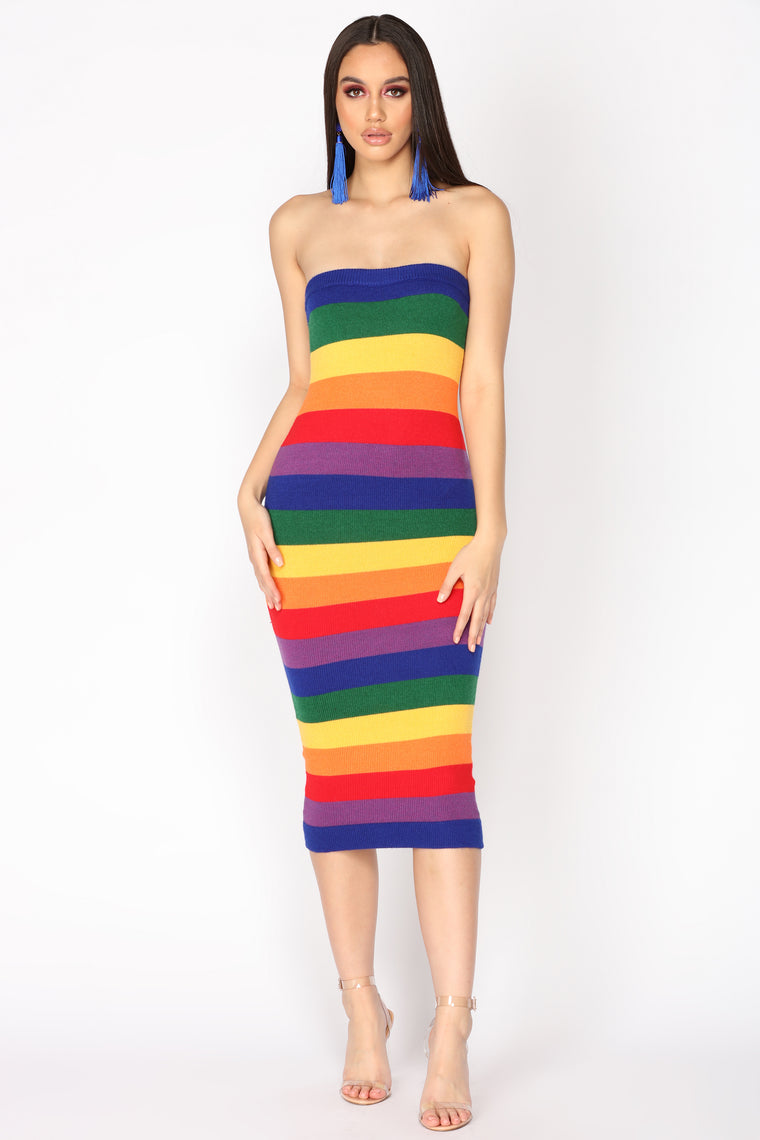 fashion nova rainbow dress