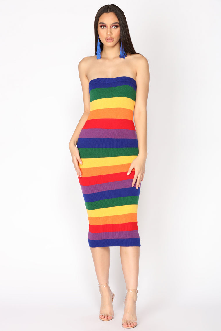 rainbow dress fashion nova