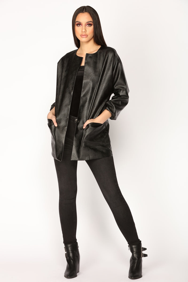 Caught You Looking Faux Leather Jacket - Black | Fashion Nova, Jackets ...