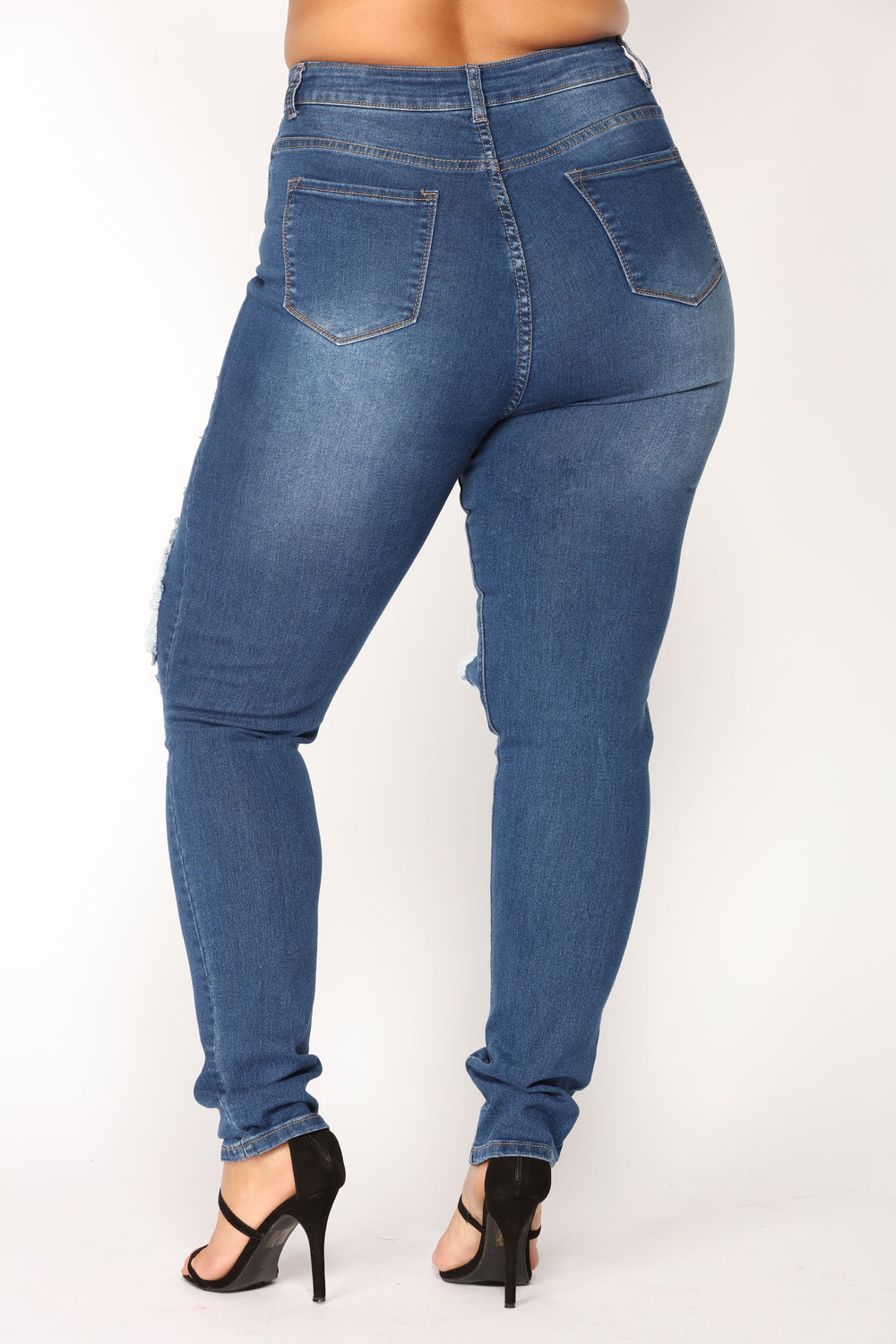 San Antonio Distressed Jeans - Medium Blue