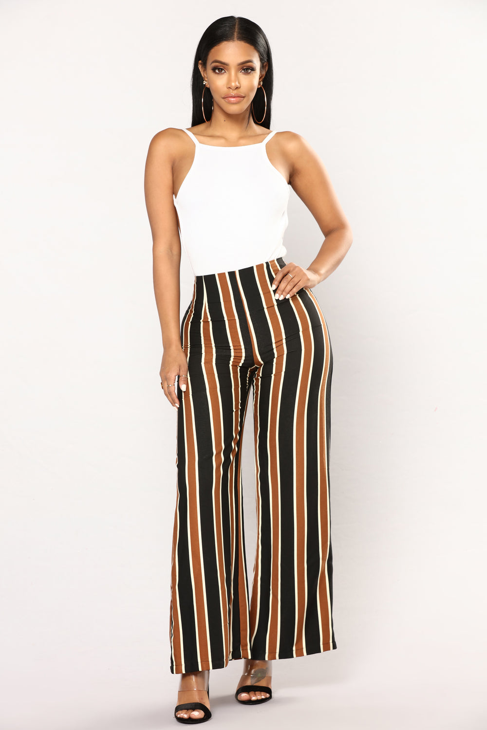 Hold You Tight Stripe Pants - Brown Multi