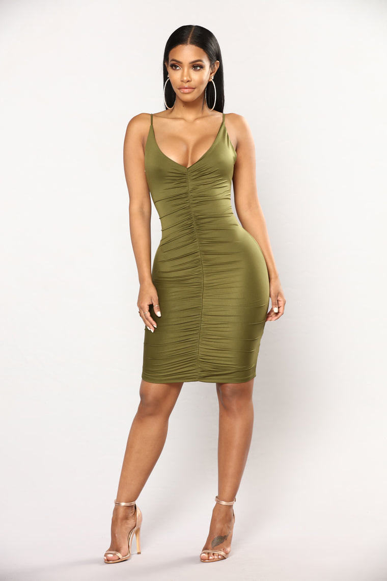 fashion nova olive green dress