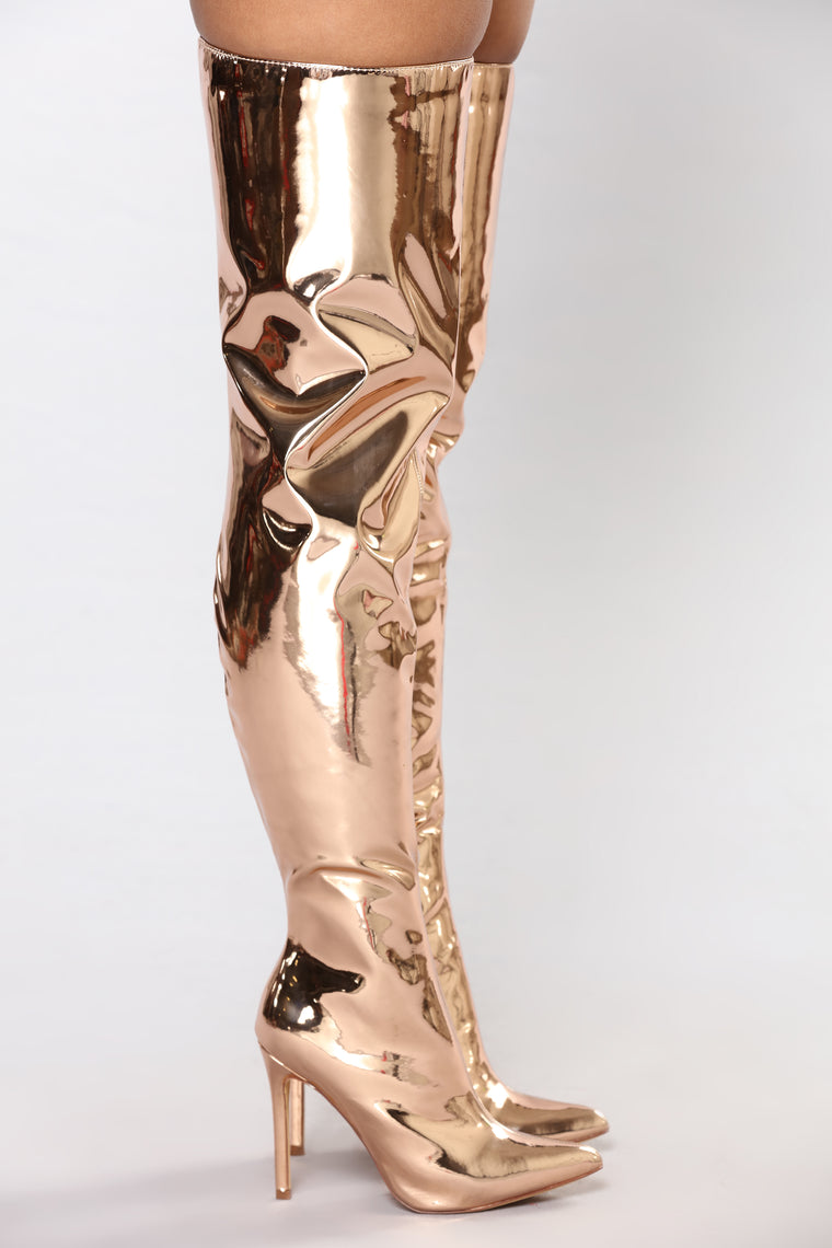 The Knee Boot - Rose Gold, Shoes 