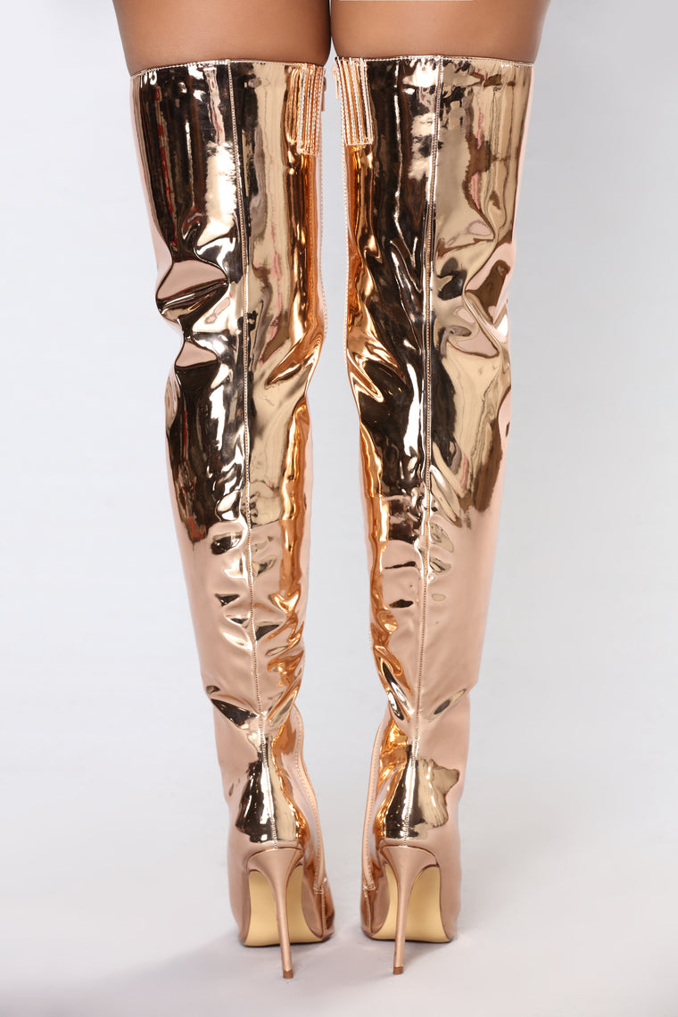 gold over the knee boots