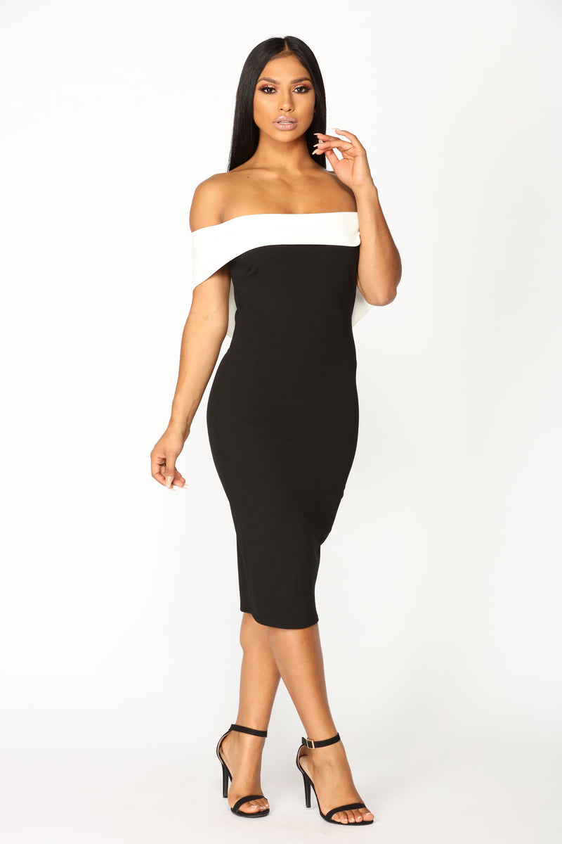 black and white dress fashion nova