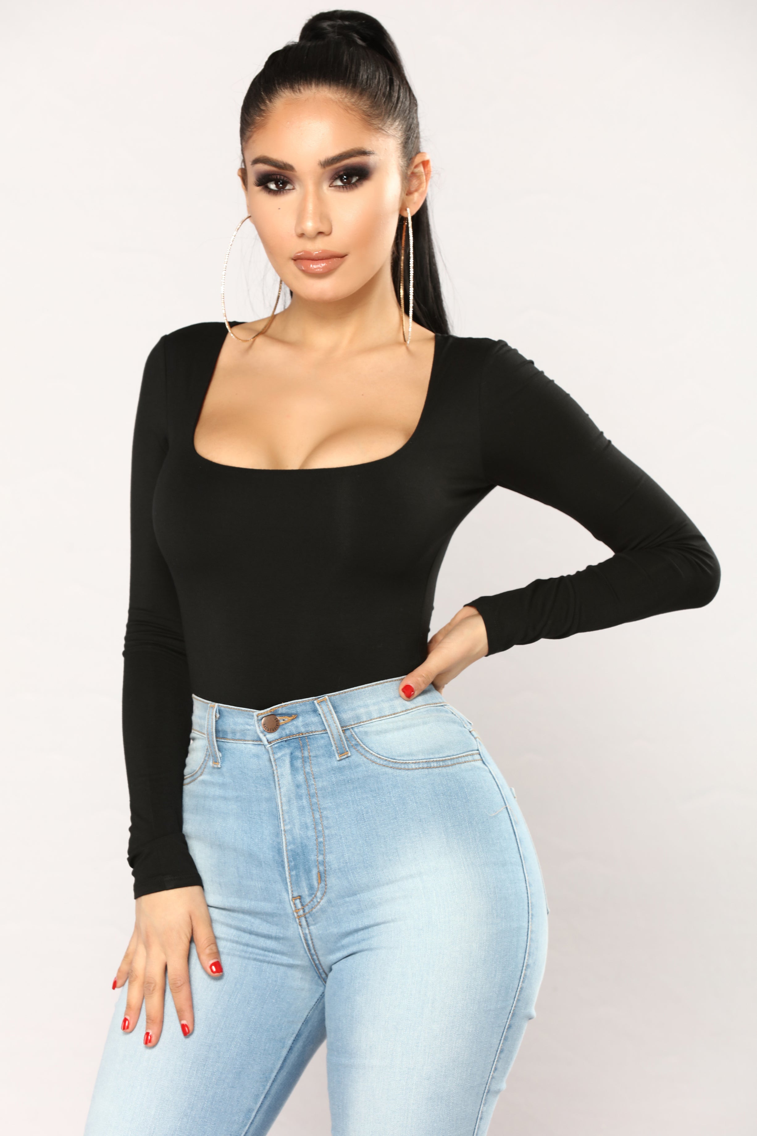 Anything But Square Long Sleeve Bodysuit - Black
