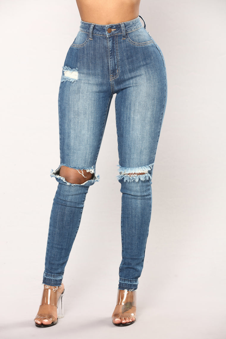 blue wash skinny jeans