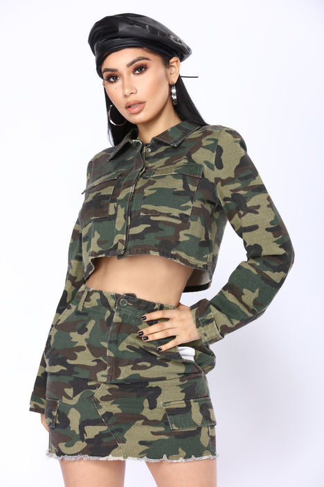 camo skirt and top set