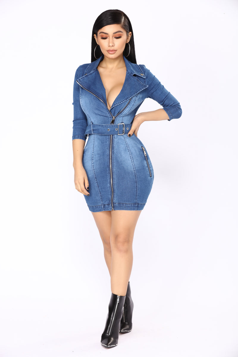 blue jean dress fashion nova