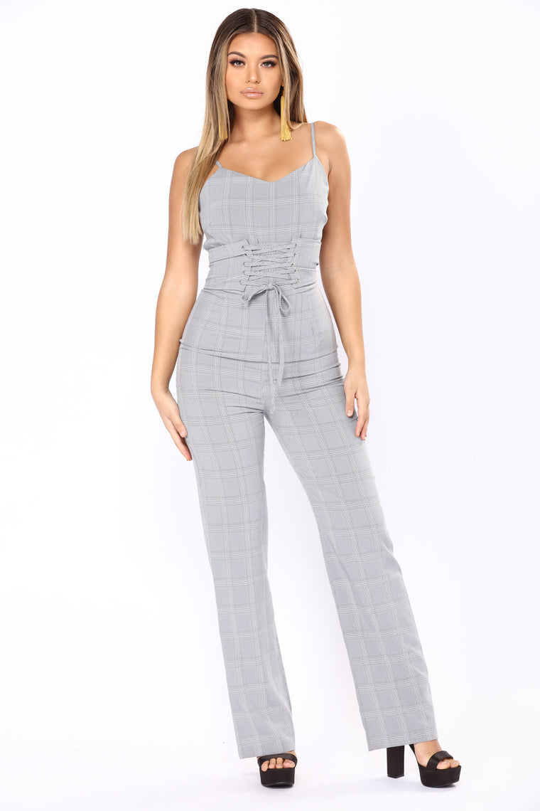 grey jumpsuit fashion nova