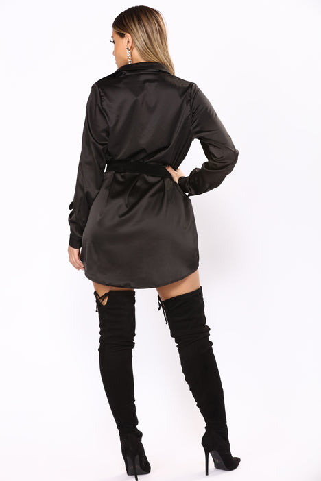 camden satin shirt dress