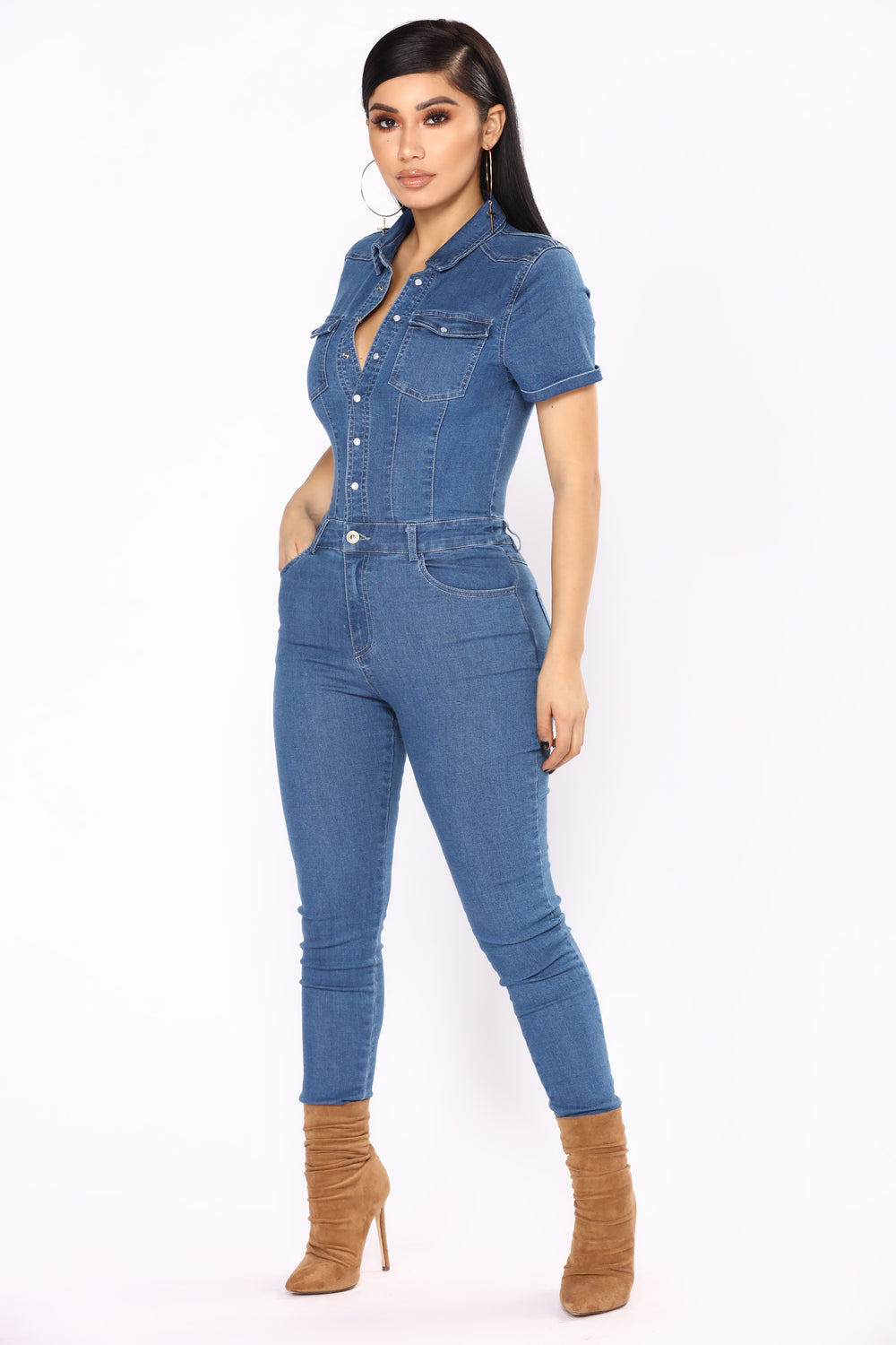 Auto Shop Denim Jumpsuit - Medium Wash