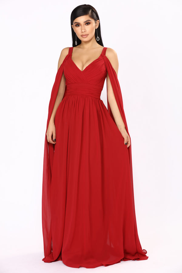 Long Relationship Chiffon Dress - Burgundy – Fashion Nova