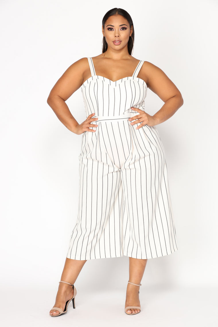 Carina Stripe Jumpsuit - White - Jumpsuits - Fashion Nova