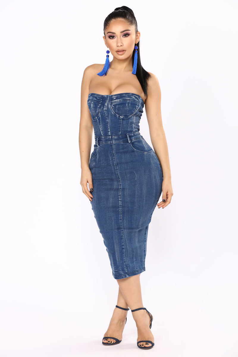 one piece dress in denim