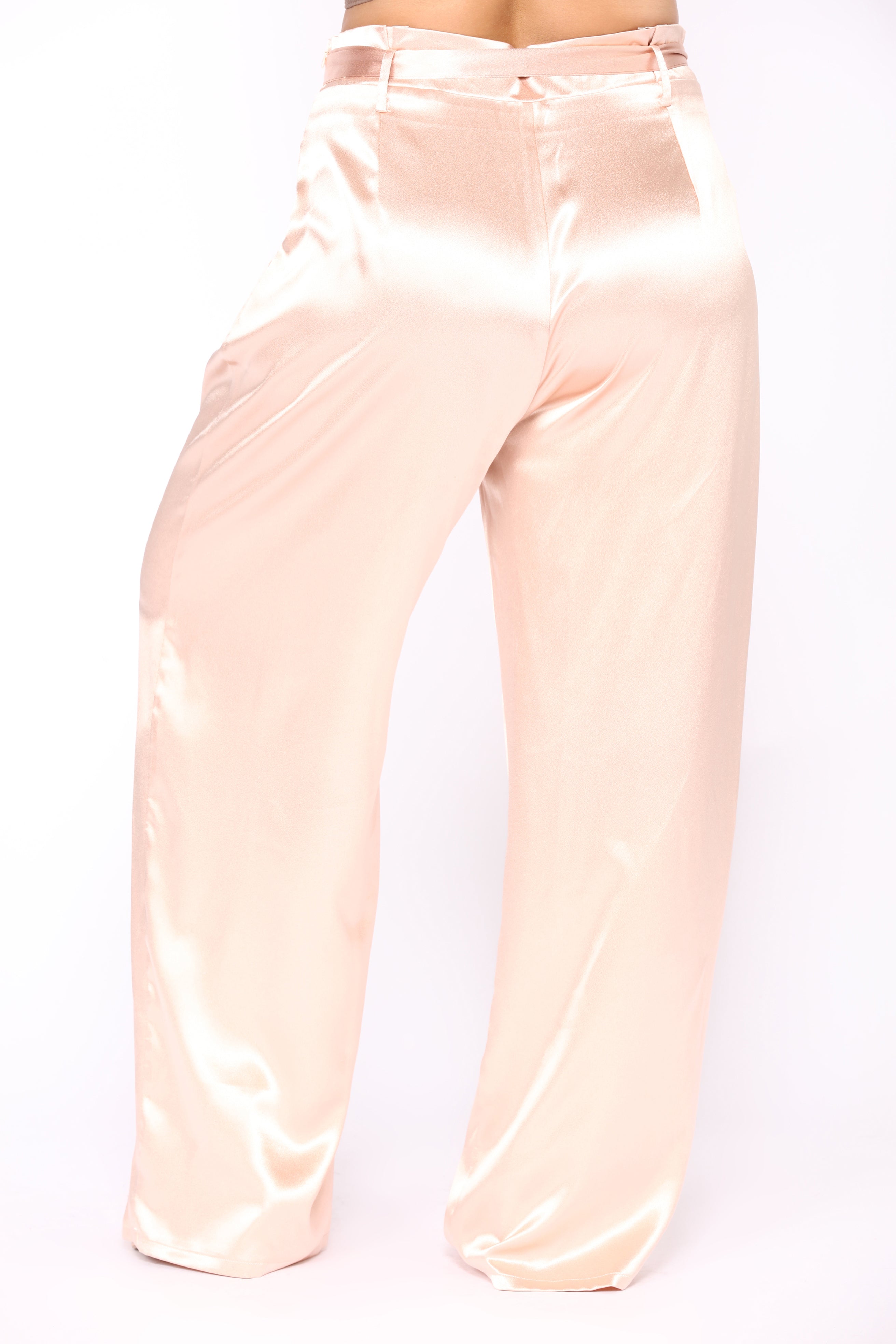 Calithia Wide Leg Satin Pants - Blush