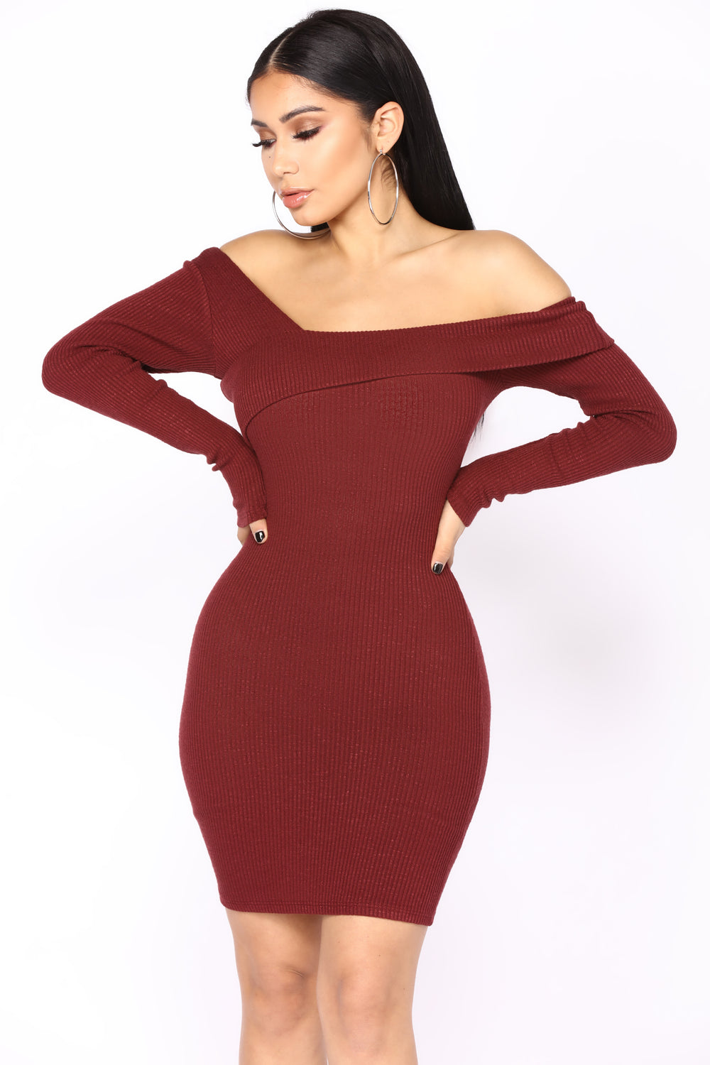 Canterbury Ribbed Dress - Burgundy