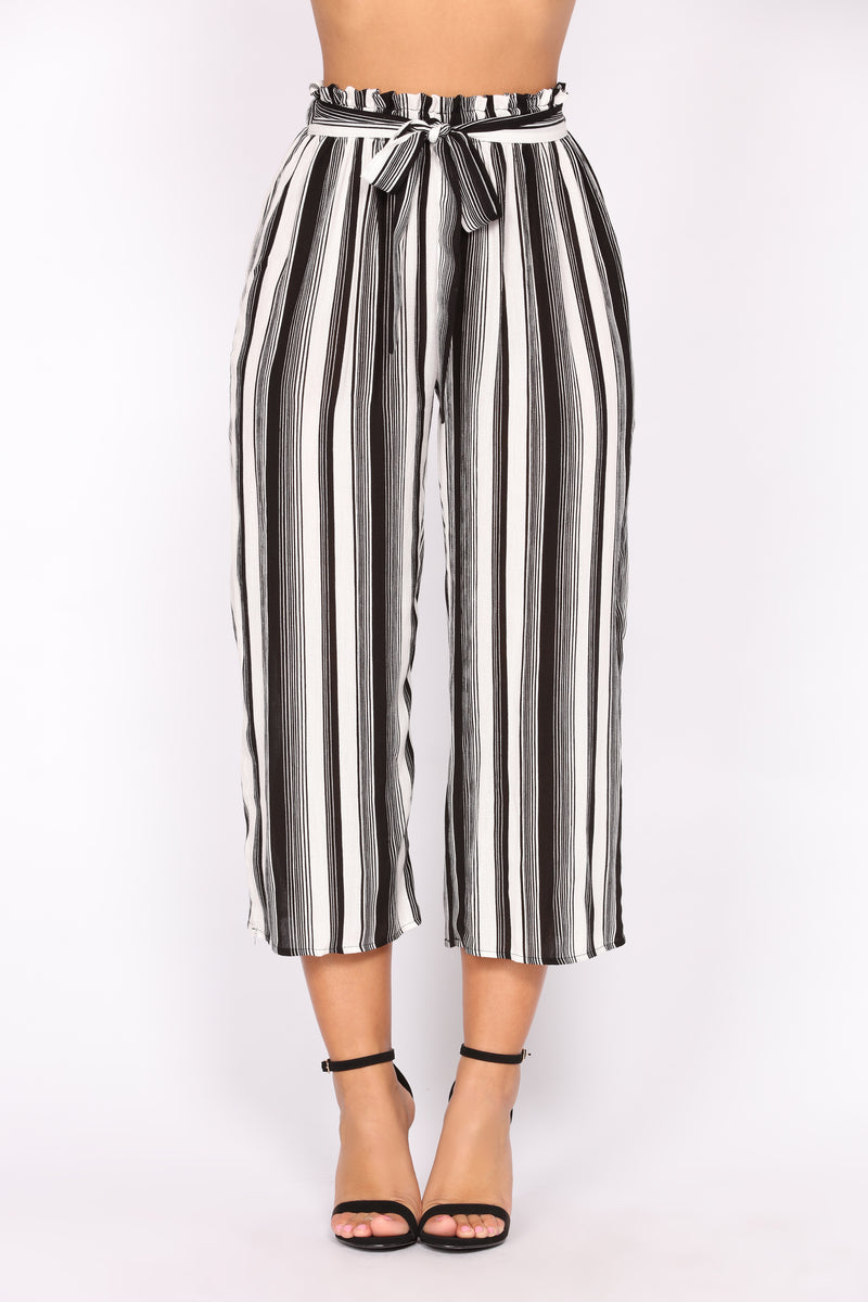 Sail Away Stripe Crop Pants - Black/White - Pants - Fashion Nova