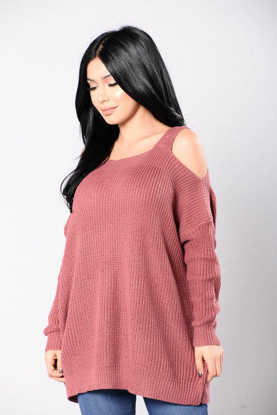 Bundled By The Fire Sweater - Marsala