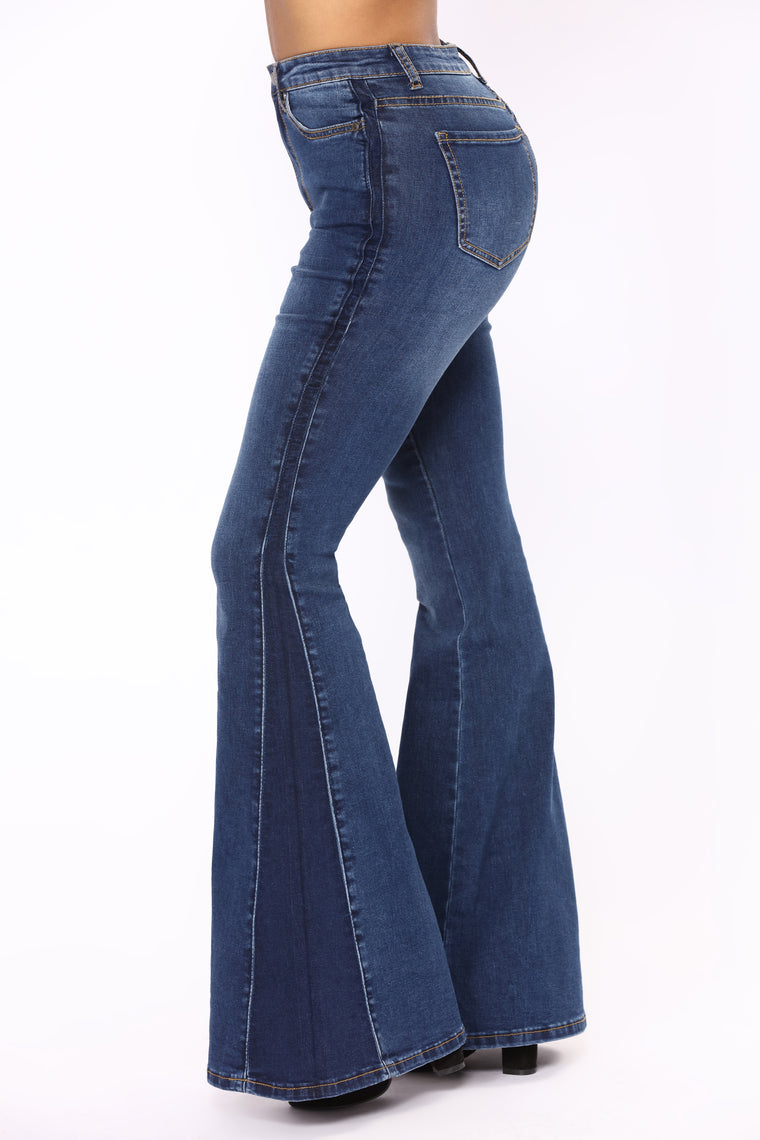 bell bottom blue jeans