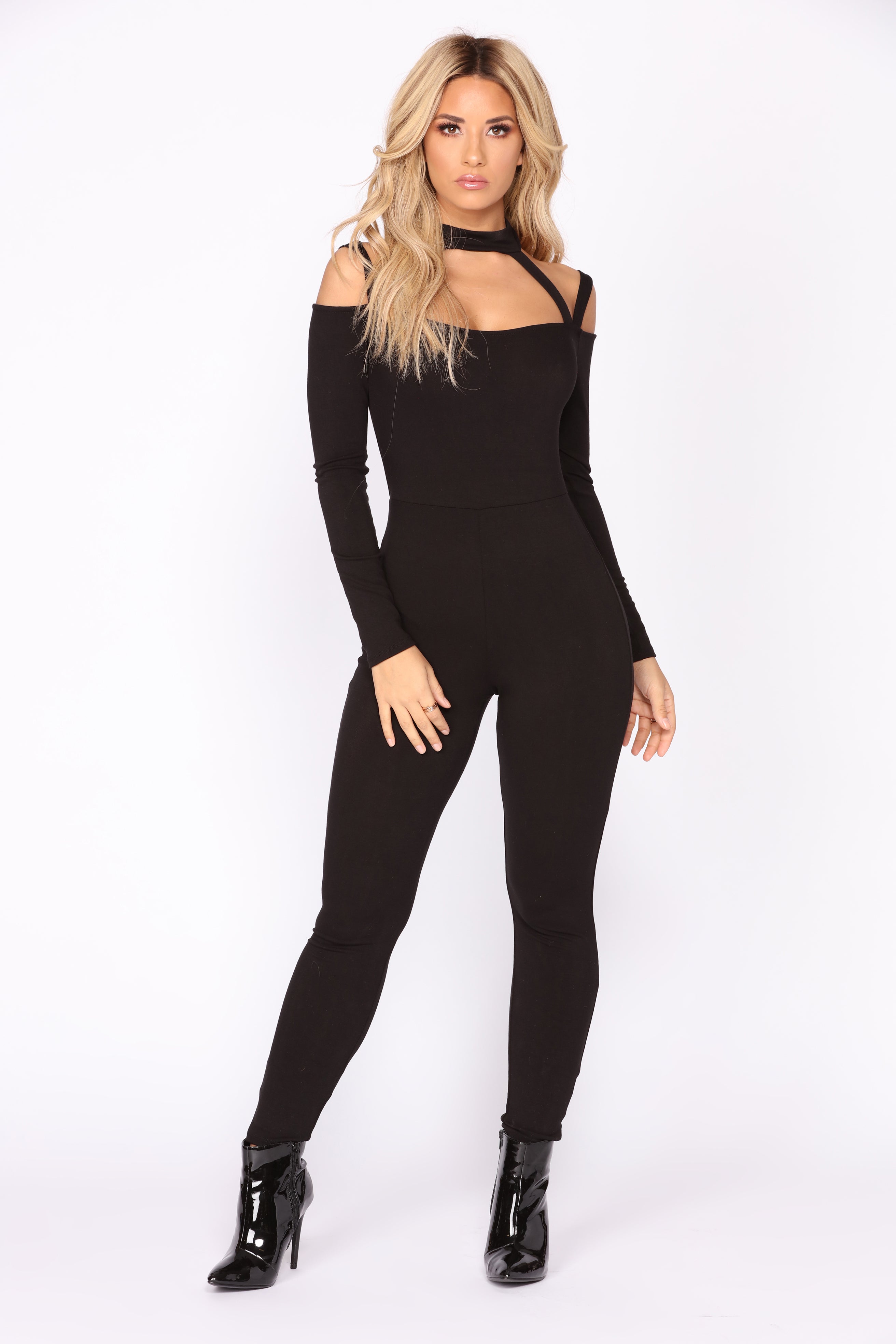 black choker jumpsuit