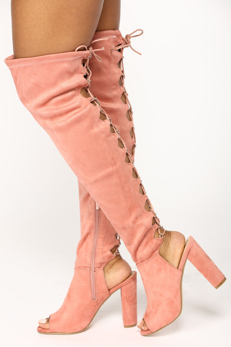 blush over the knee boots