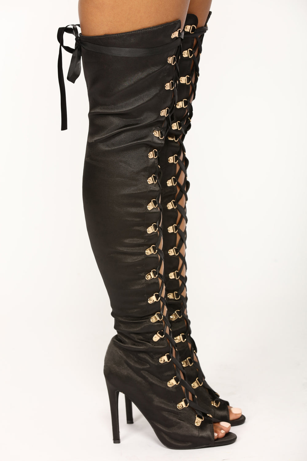 Satin Smooth Over The Knee Boot - Black